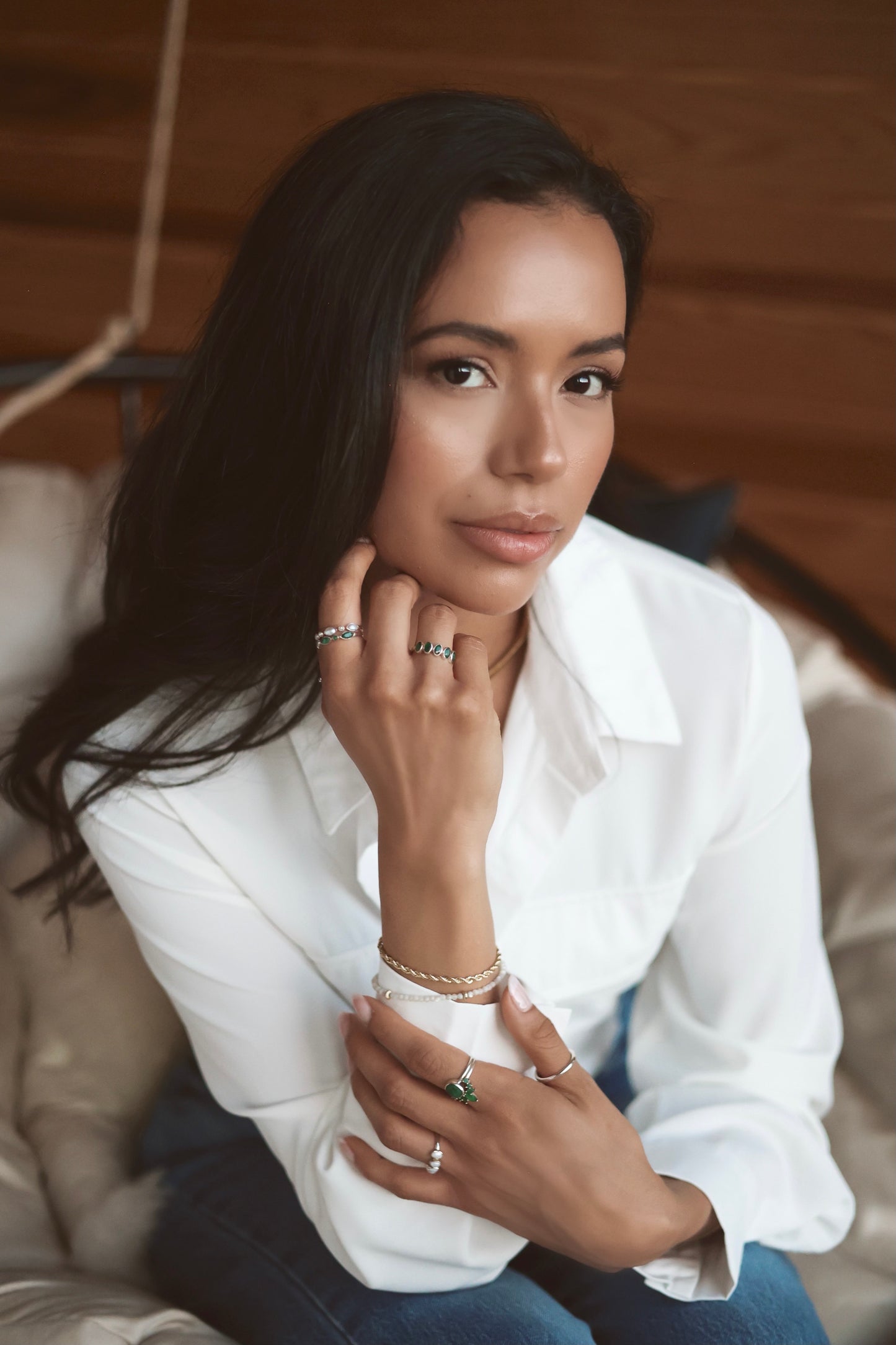 Olivia Ring Emerald - Silver