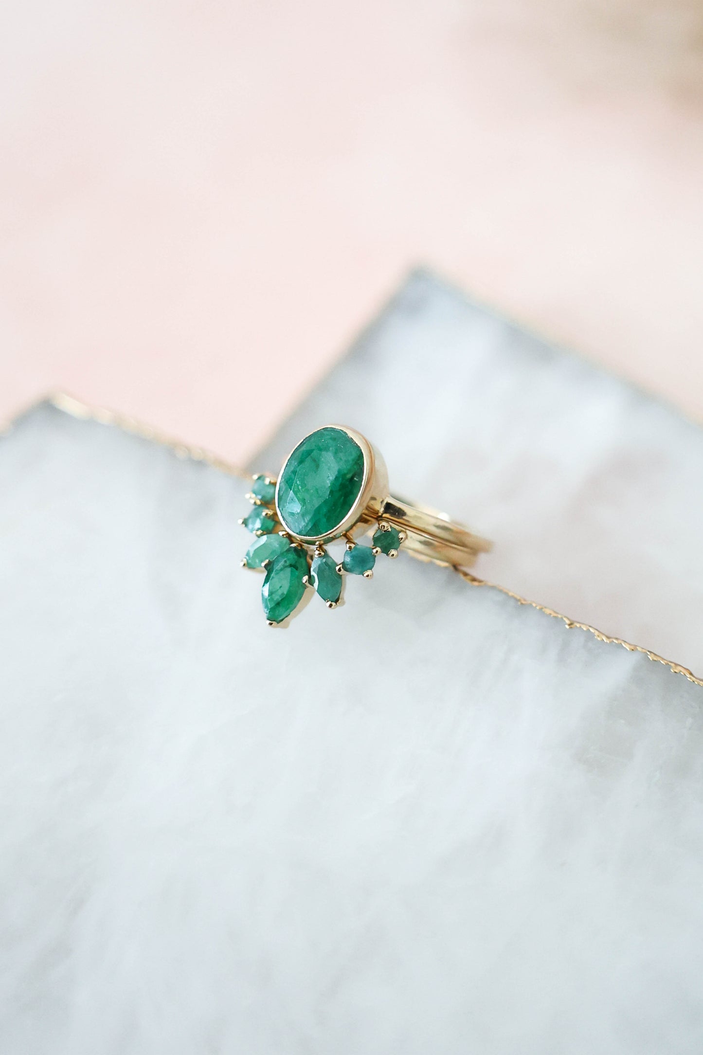 Aurora Ring Set Emerald - Gold
