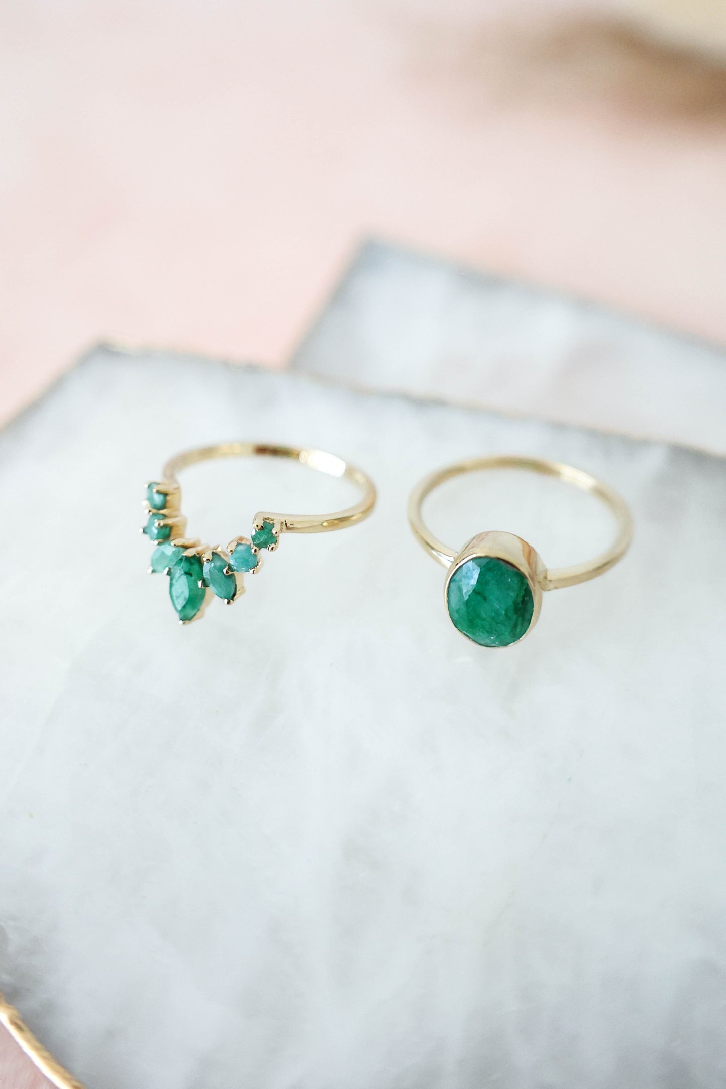 Aurora Ring Set Emerald - Gold