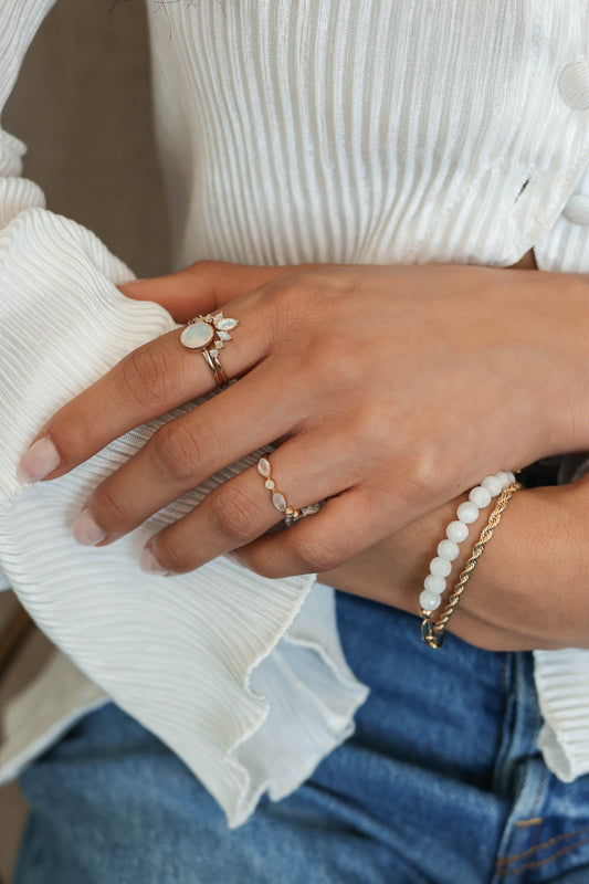 Aurora Ring Set Moonstone - Gold