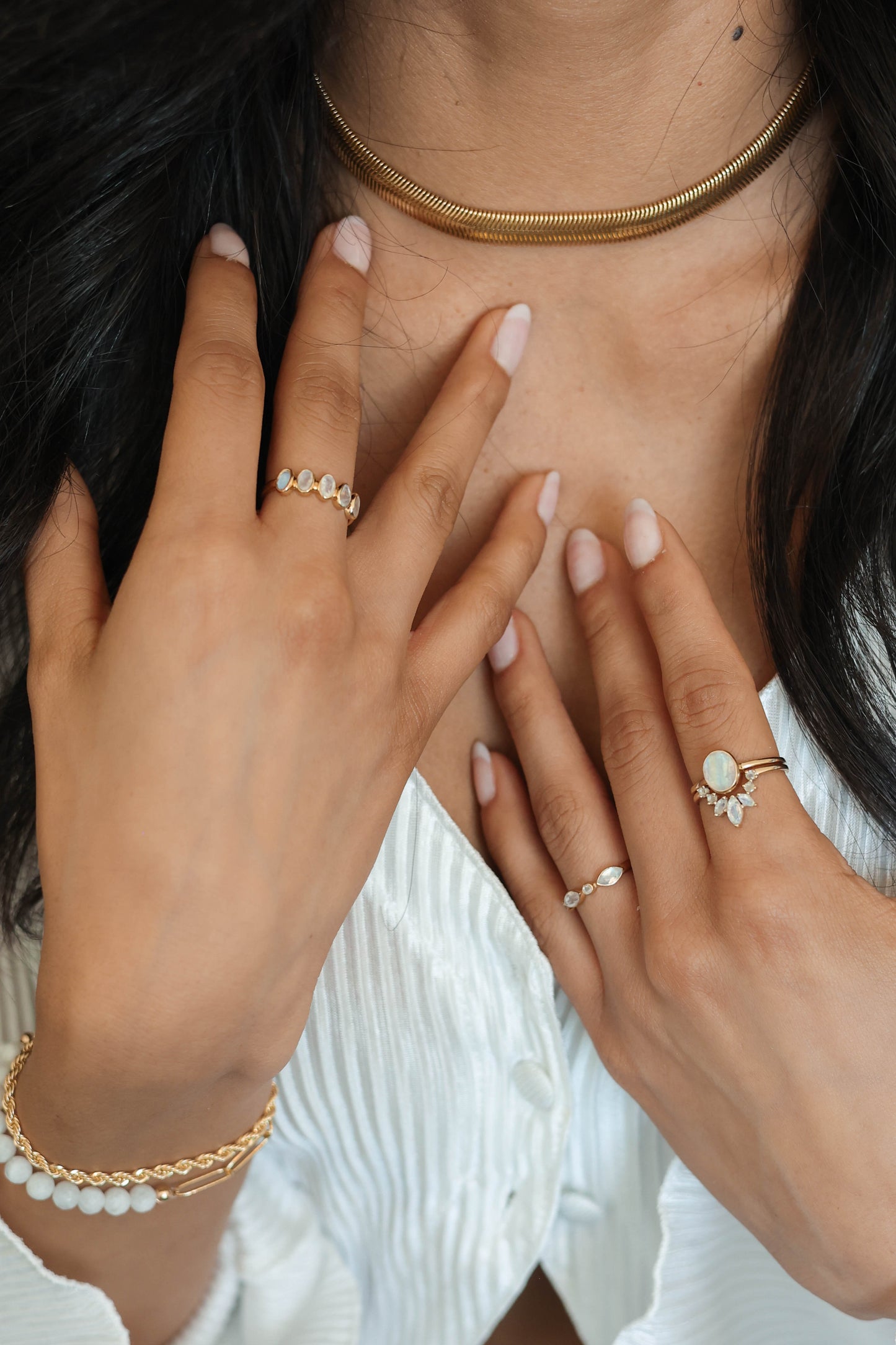 Aurora Ring Set Moonstone - Gold