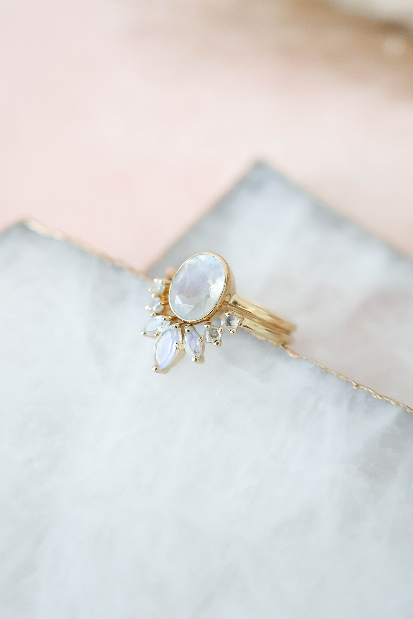 Aurora Ring Set Moonstone - Gold