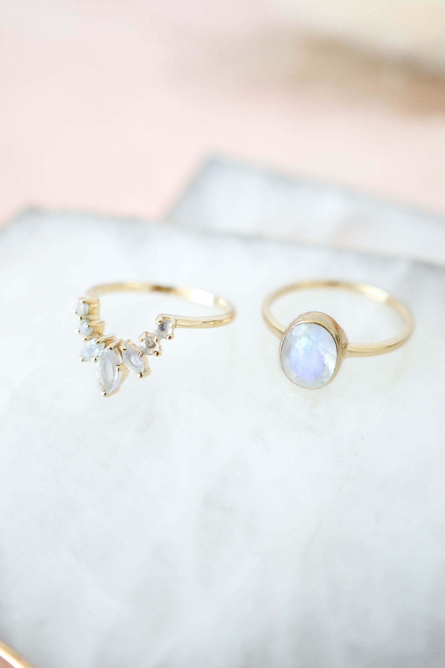 Aurora Ring Set Moonstone - Gold