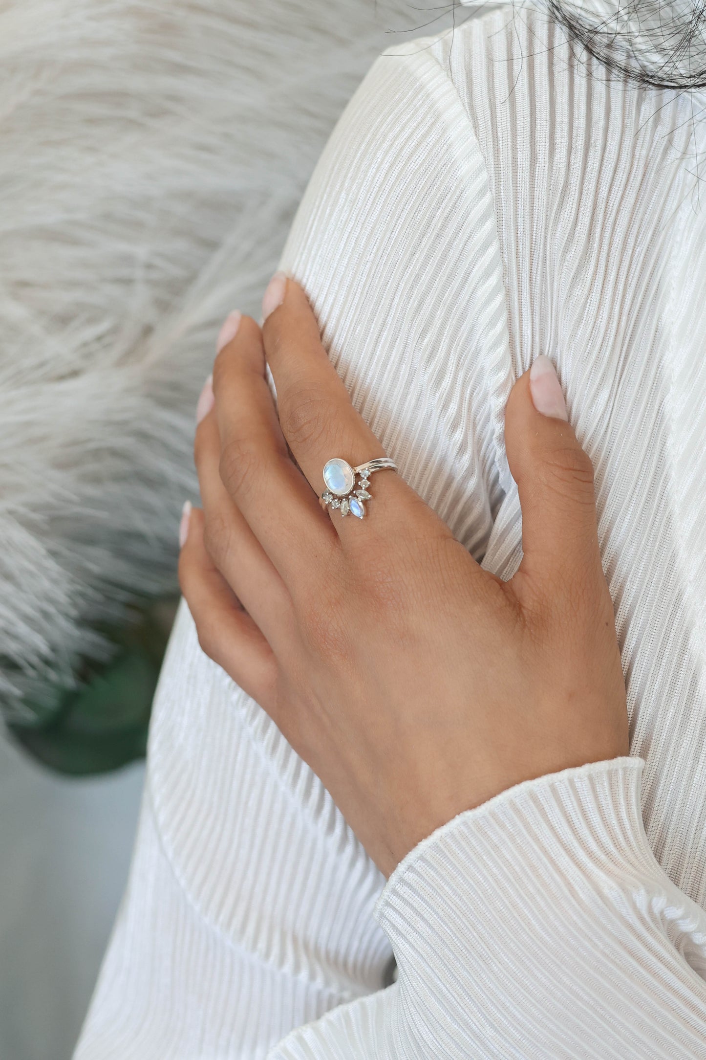 Aurora Ring Set Moonstone - Silver