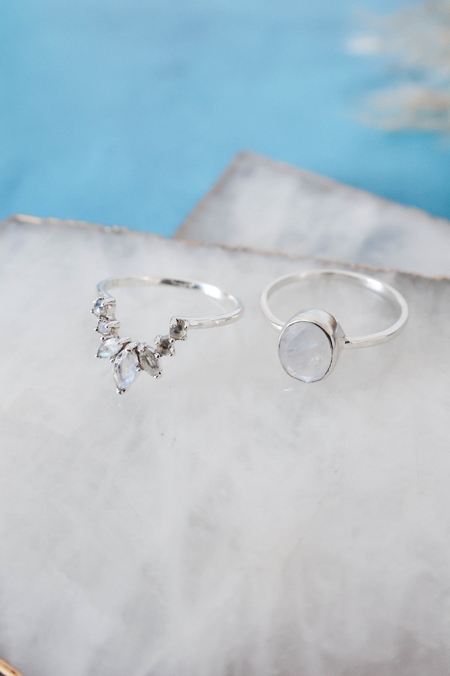 Aurora Ring Set Moonstone - Silver