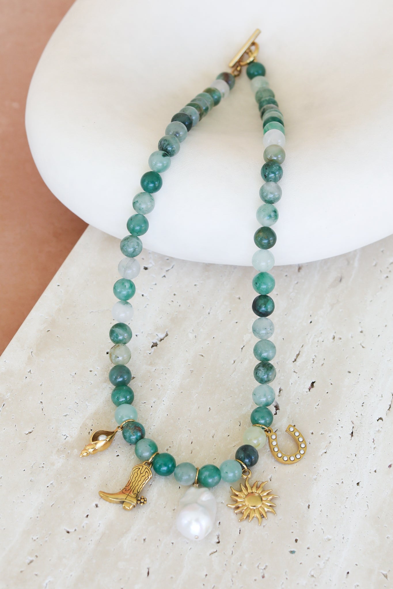 Abilene Charm Necklace - Green Chalcedony