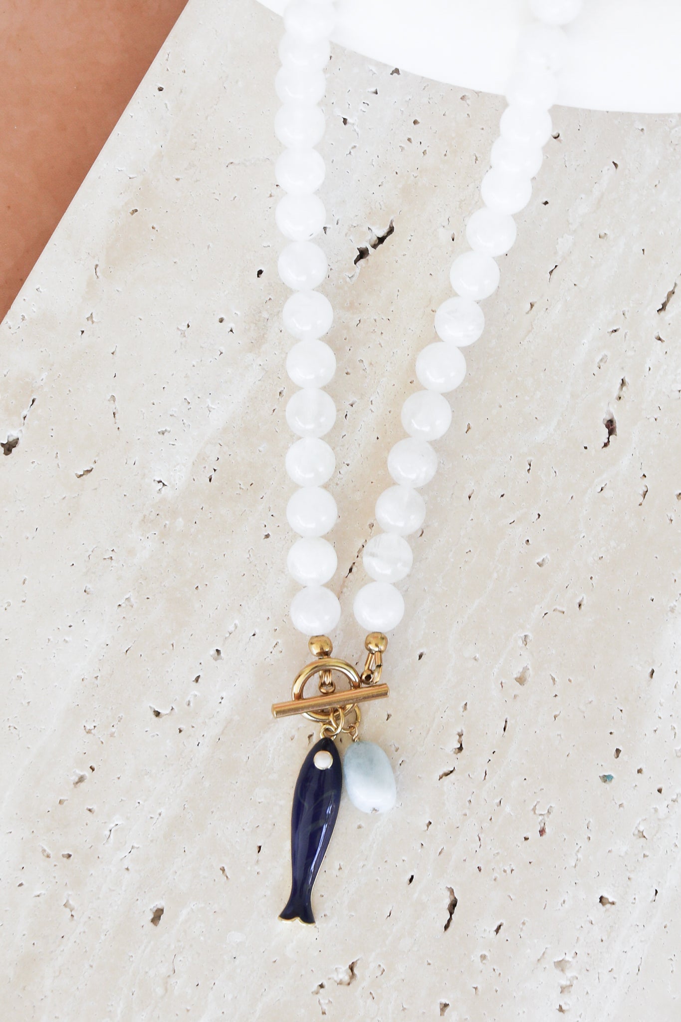 River Charm Necklace - Navy