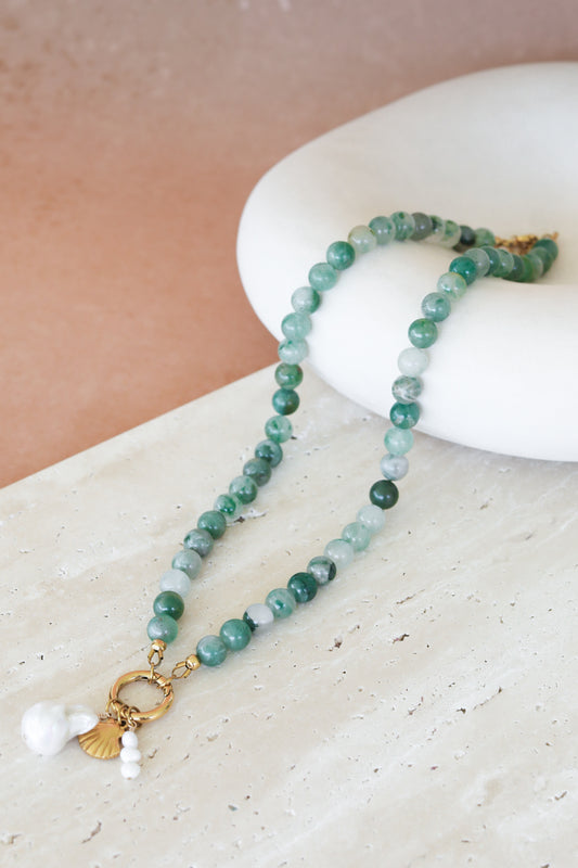 Lacy Charm Necklace - Green