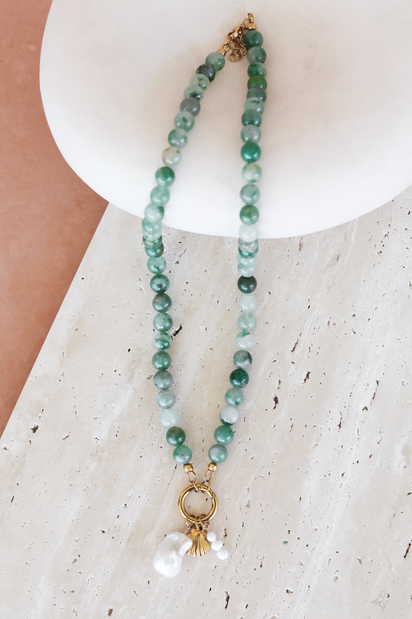 Lacy Charm Necklace - Green