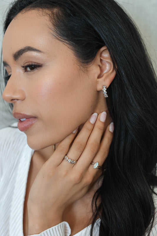 Nova Earrings Moonstone - Silver