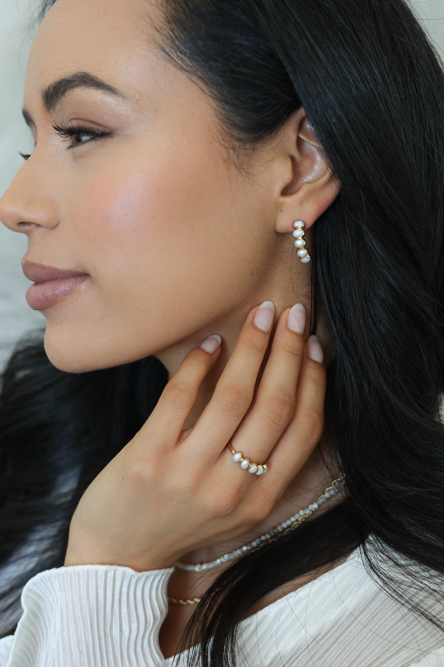Nova Earrings Pearl - Gold