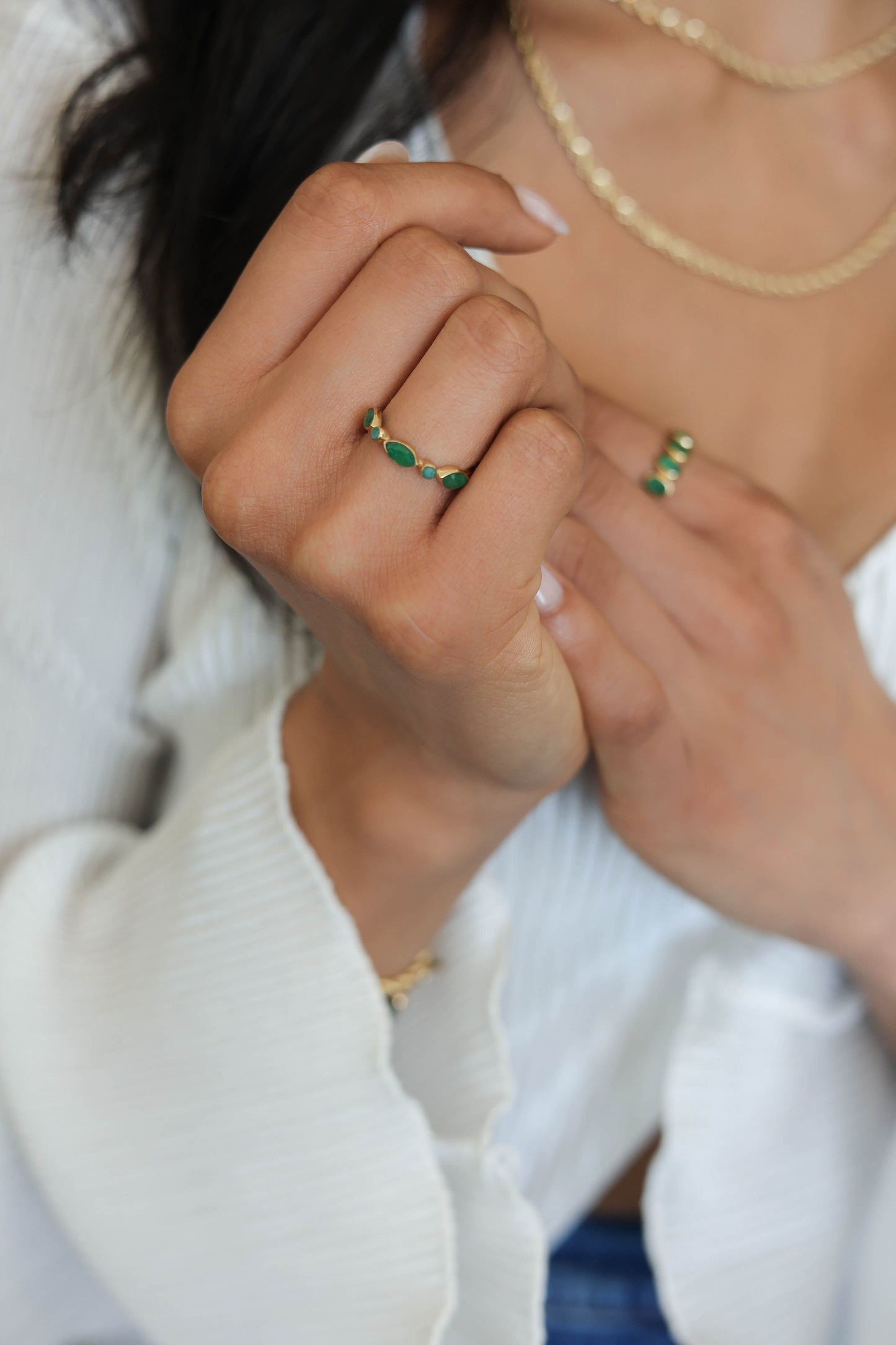 Olivia Ring Emerald - Gold