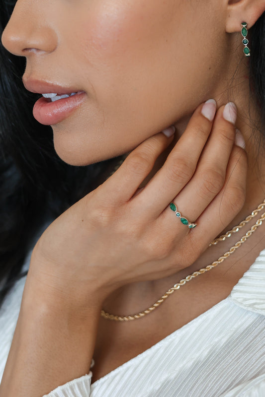 Olivia Ring Emerald - Silver