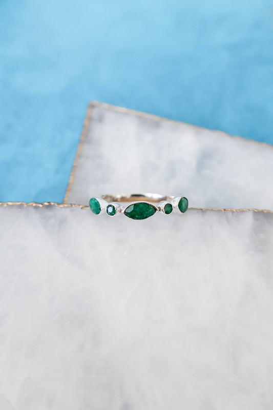 Olivia Ring Emerald - Silver