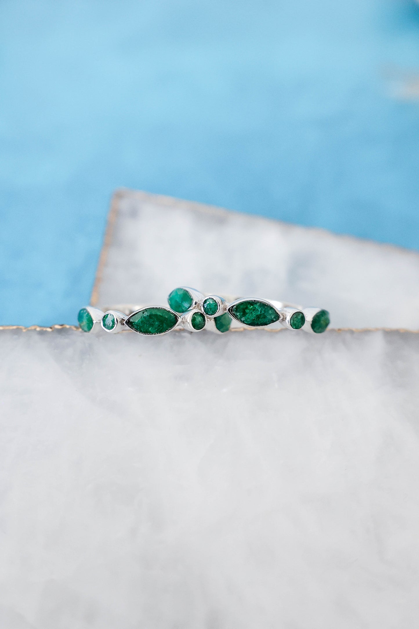 Olivia Ring Emerald - Silver