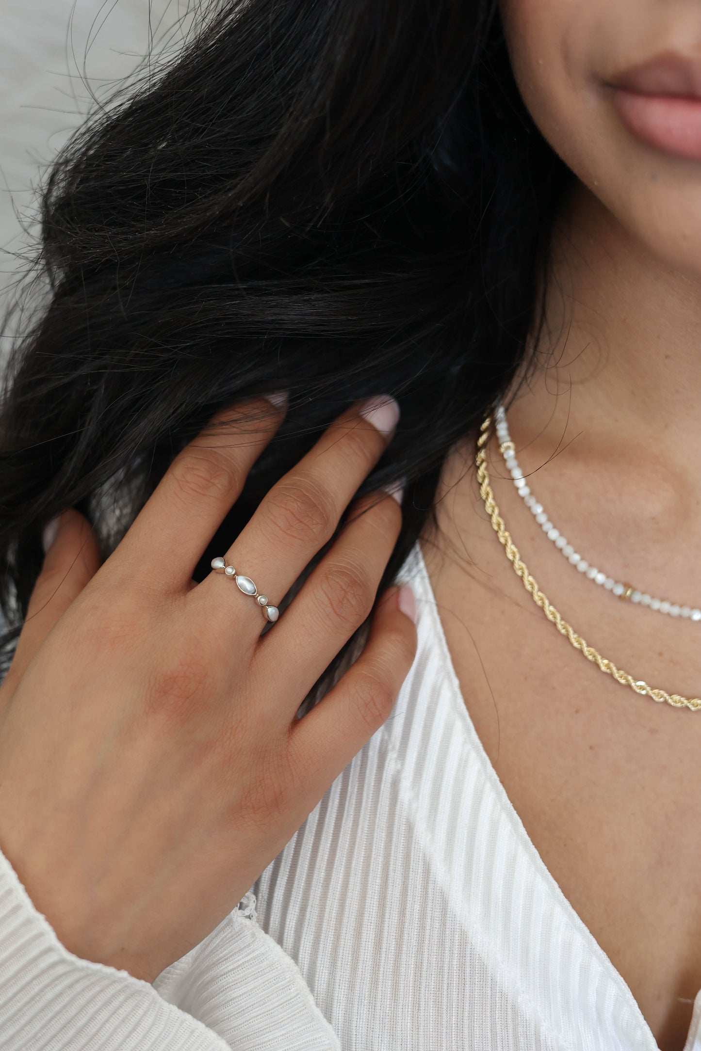 Olivia Ring Pearl - Silver