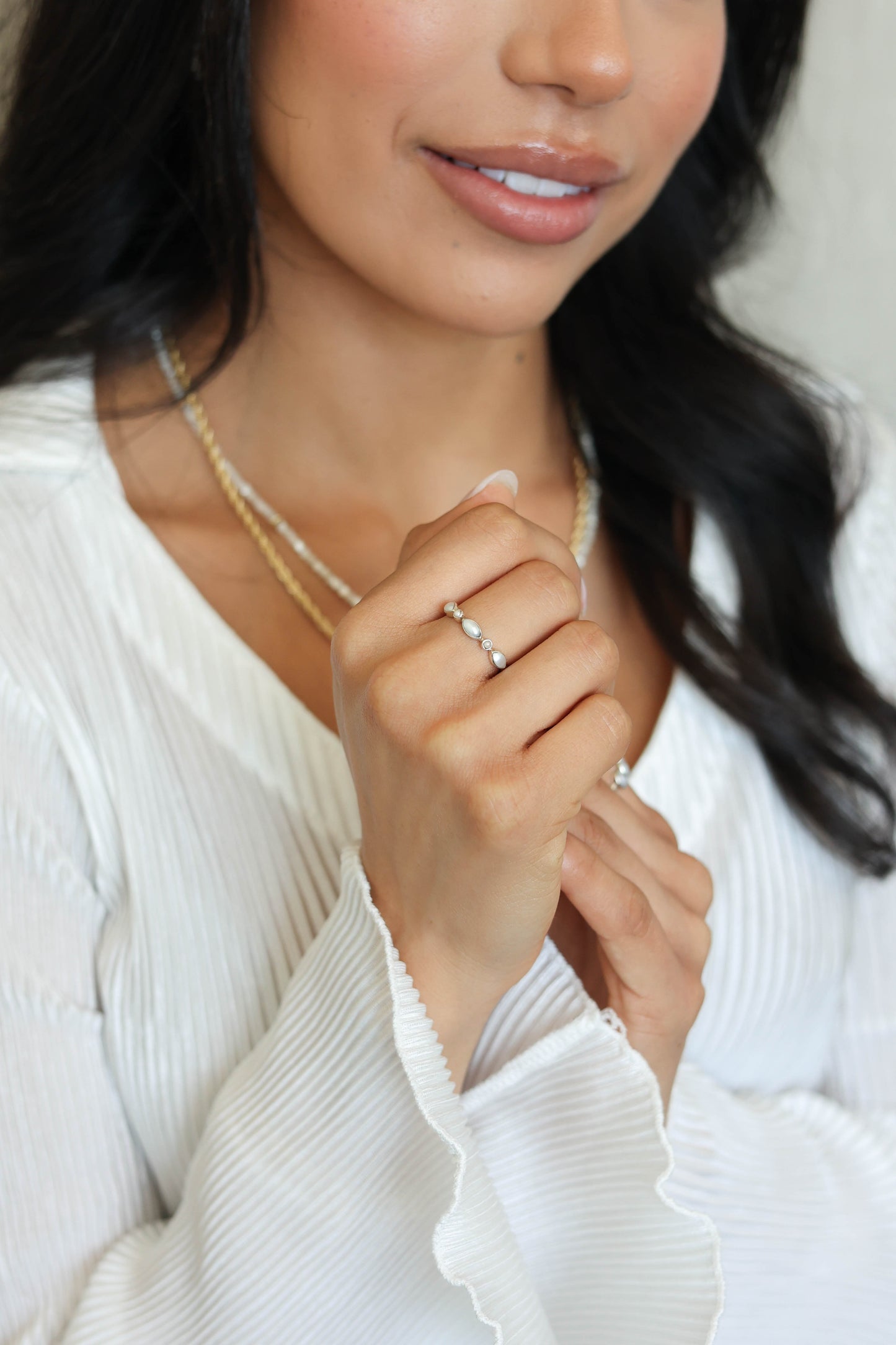 Olivia Ring Pearl - Silver