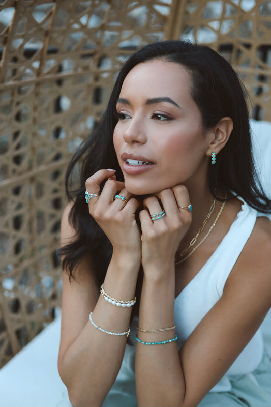 Nova Earrings Turquoise - Gold