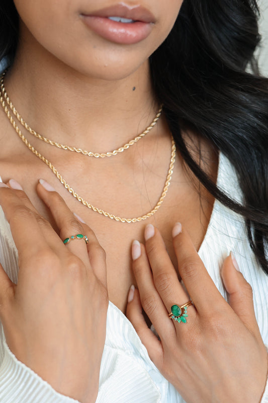 Aurora Ring Set Emerald - Gold