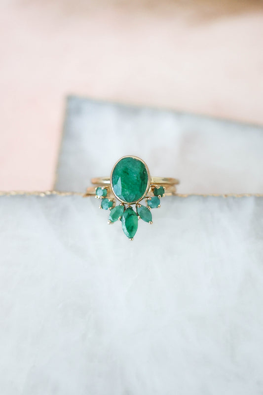 Aurora Ring Set Emerald - Gold