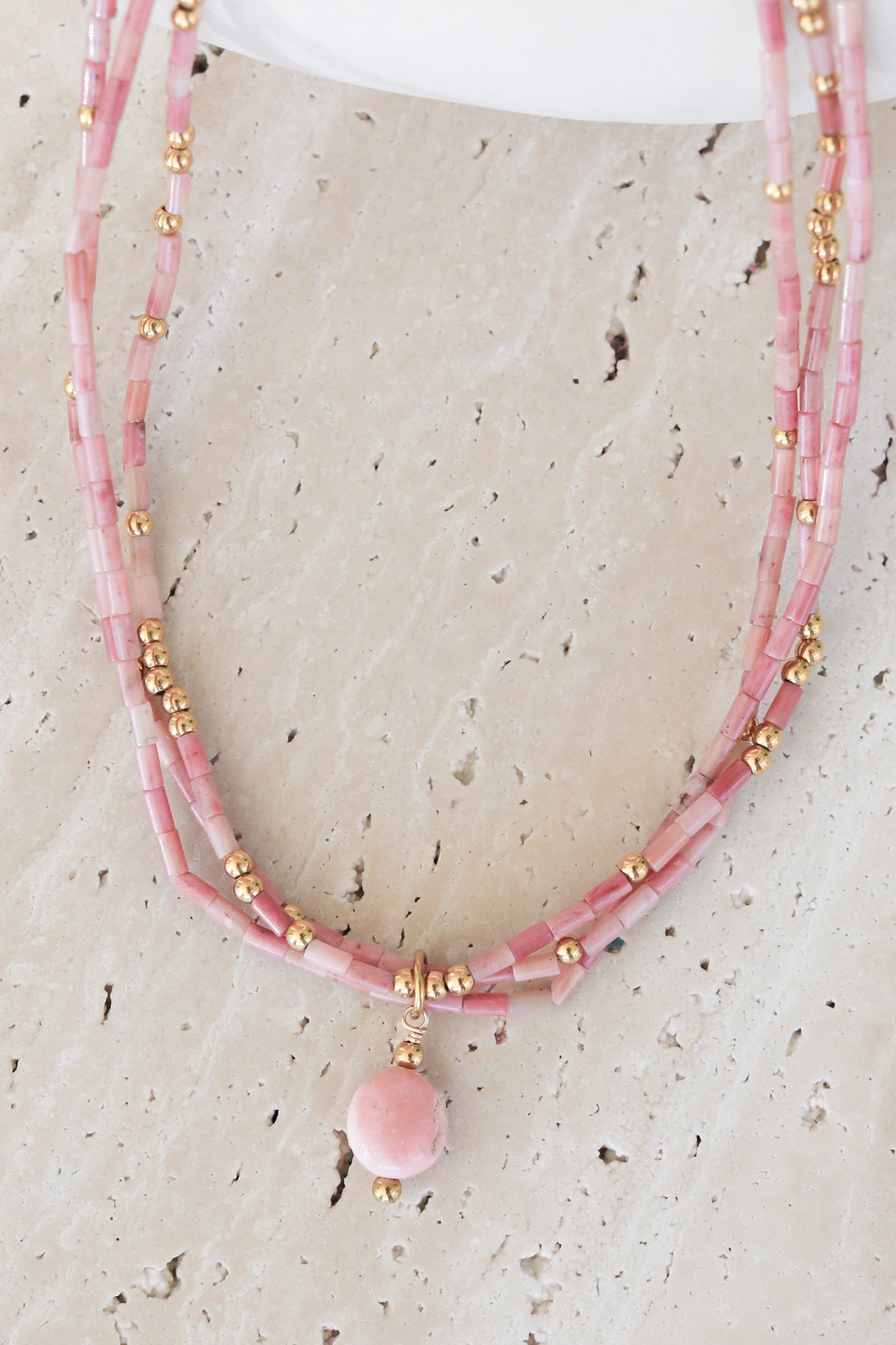 Penny Necklace - Pink Opal