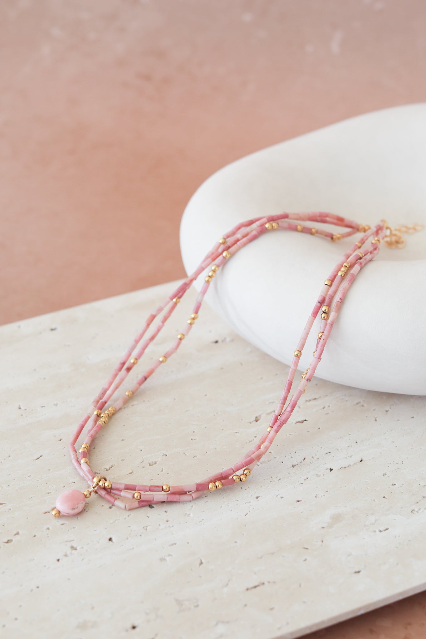 Penny Necklace - Pink Opal