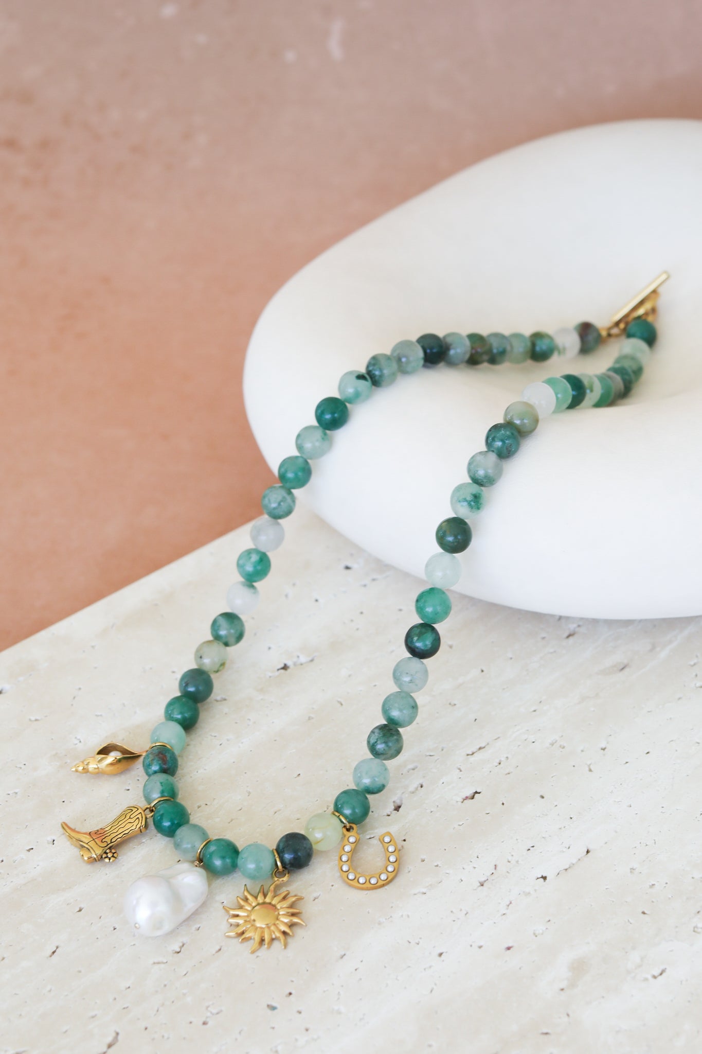 Abilene Charm Necklace - Green Chalcedony