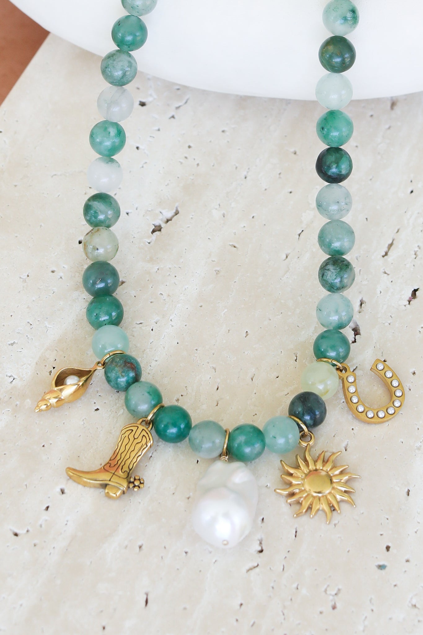 Abilene Charm Necklace - Green Chalcedony