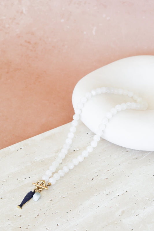 River Charm Necklace - Navy