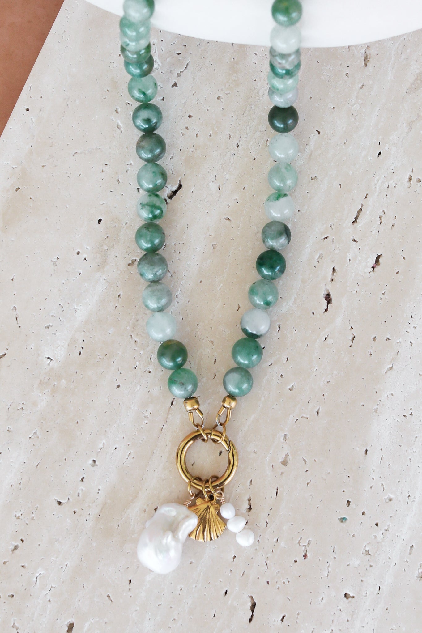 Lacy Charm Necklace - Green