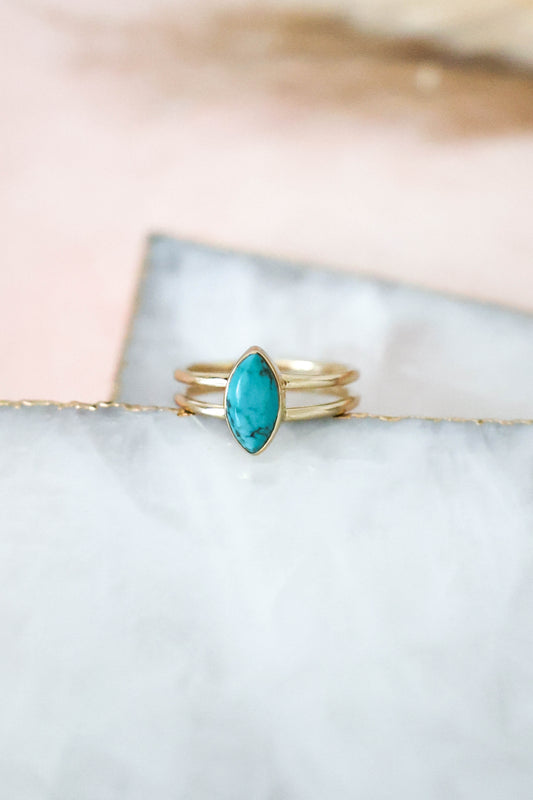 Lucy Ring Turquoise - Gold