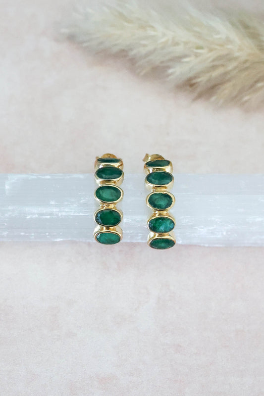Nova Earrings Emerald - Gold