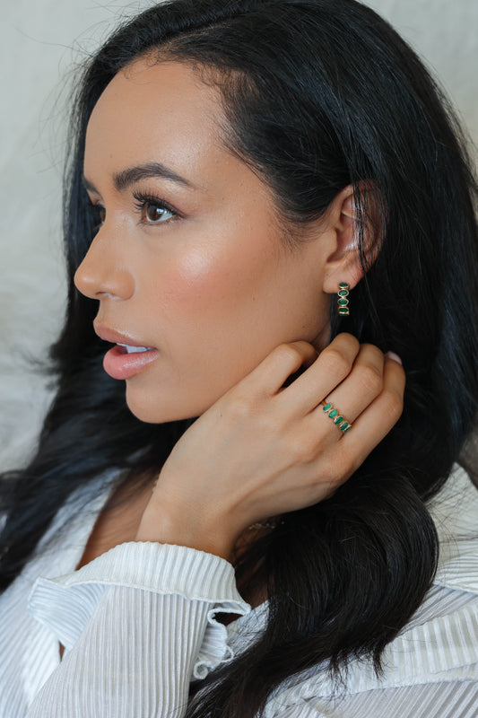 Nova Earrings Emerald - Gold
