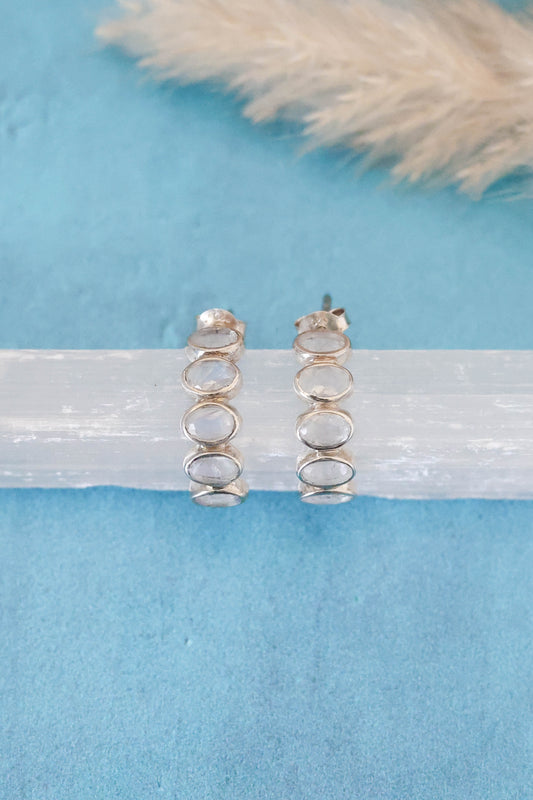 Nova Earrings Moonstone - Silver