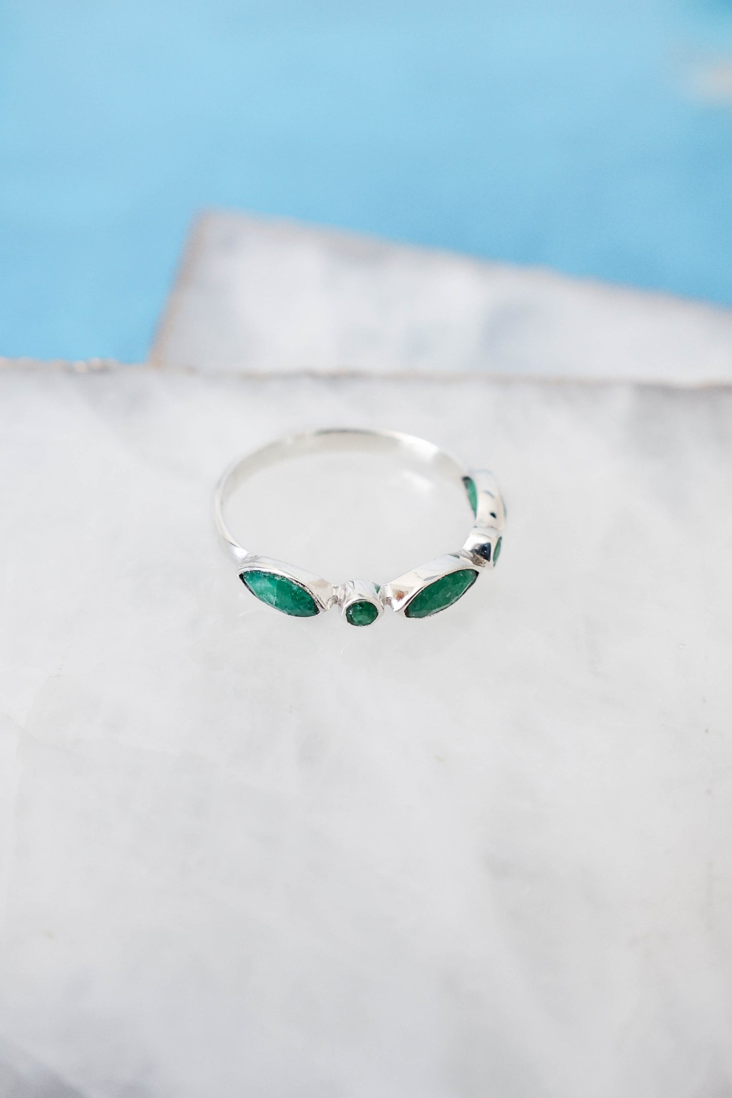 Olivia Ring Emerald - Silver