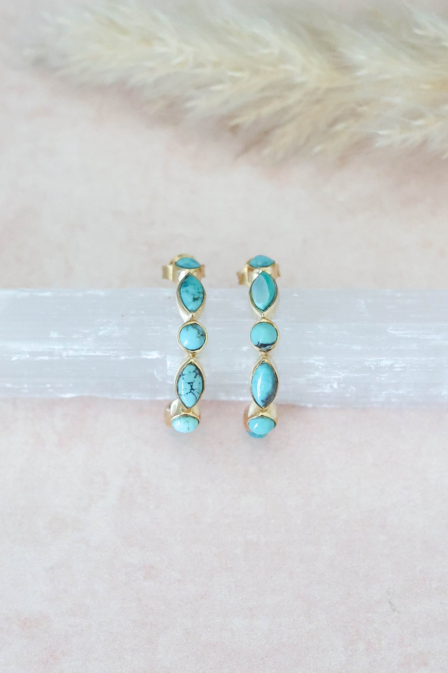 Olivia Earrings Turquoise - Gold