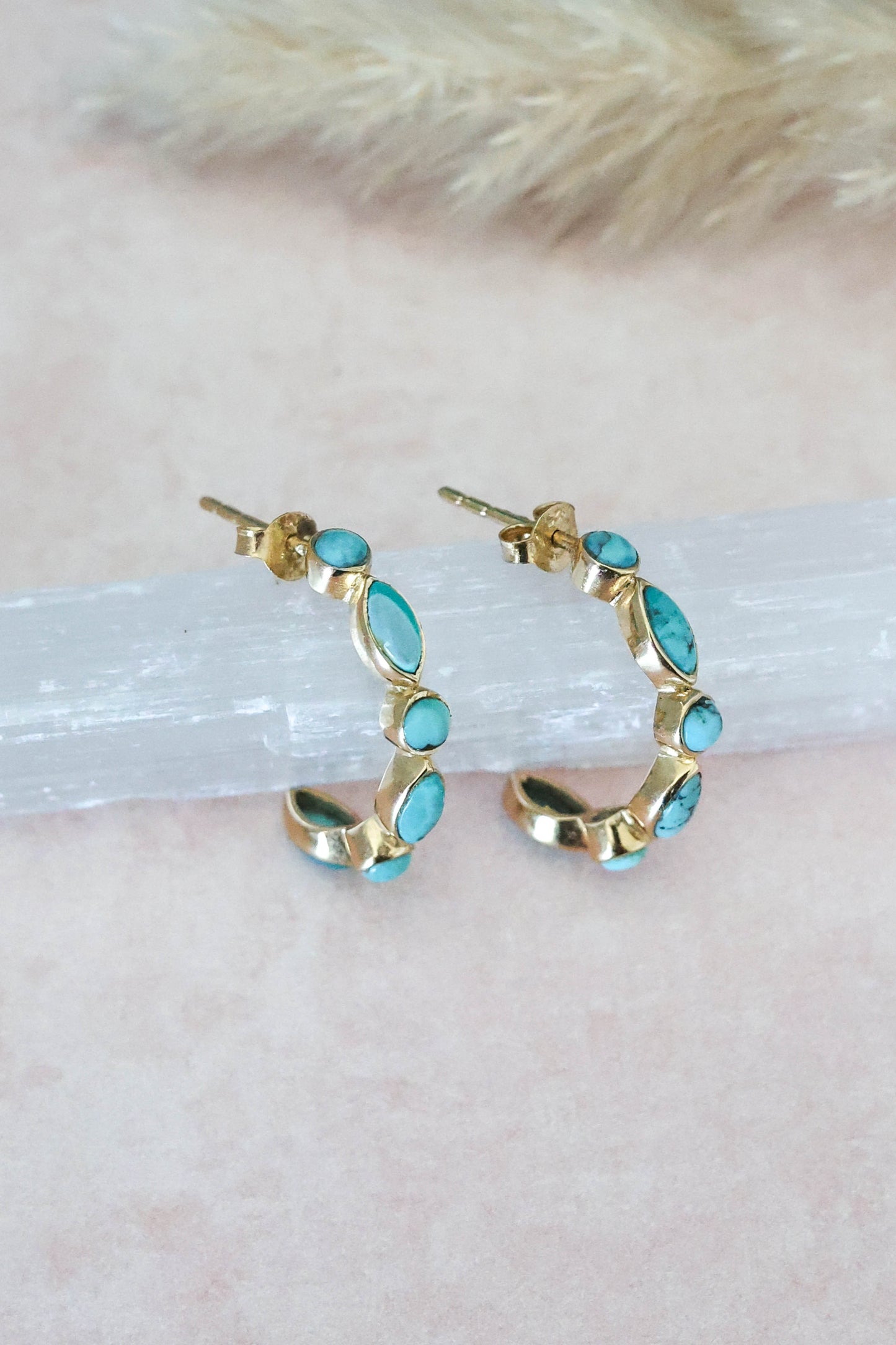 Olivia Earrings Turquoise - Gold