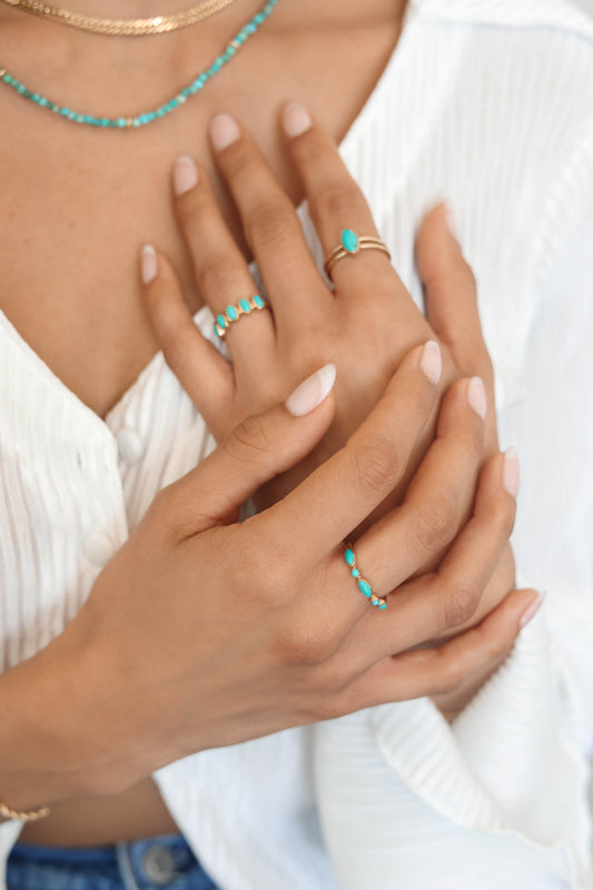 Olivia Ring Turquoise - Gold