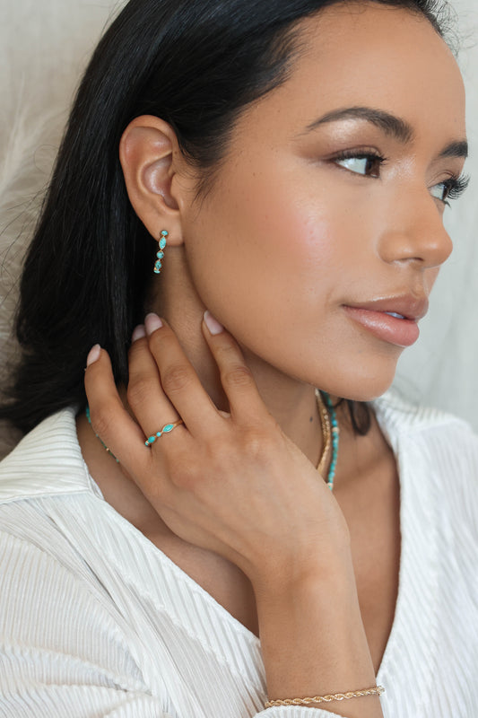 Olivia Earrings Turquoise - Gold